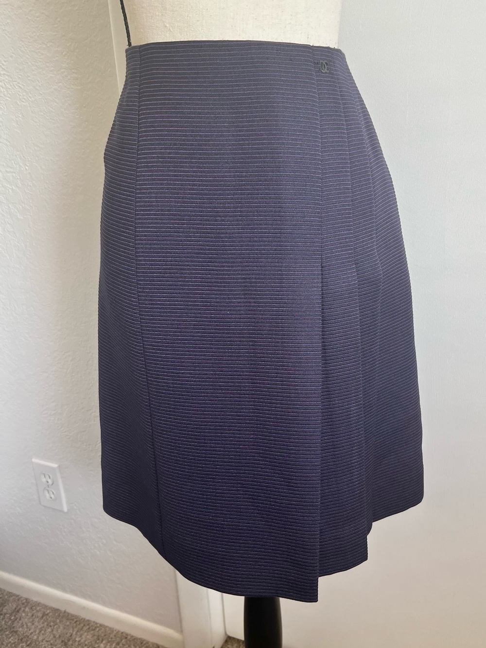 Chanel Two Tone Wool/Silk Blend Skirt Vintage